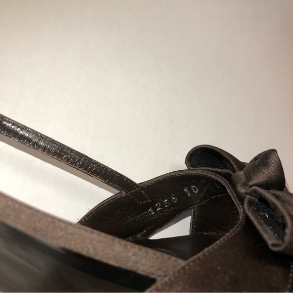 Jon Josef Brown Satin Slingback Pumps with Bow, size 10B. - Picture 11 of 12